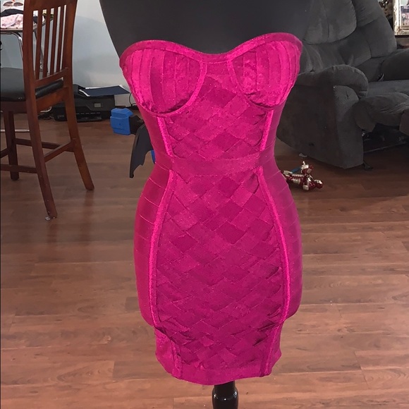 Magenta strapless dress - Picture 1 of 2